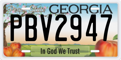 GA license plate PBV2947
