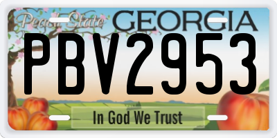 GA license plate PBV2953