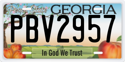 GA license plate PBV2957