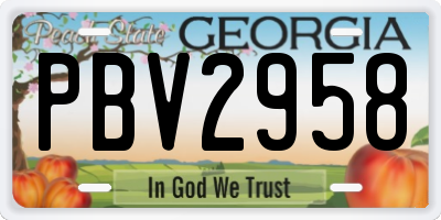 GA license plate PBV2958