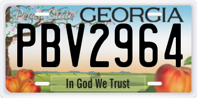 GA license plate PBV2964