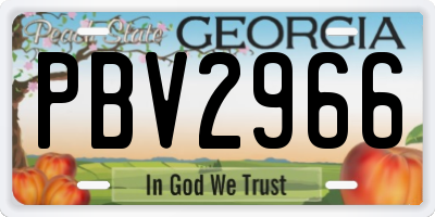 GA license plate PBV2966