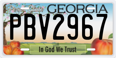 GA license plate PBV2967