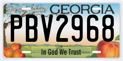 GA license plate PBV2968