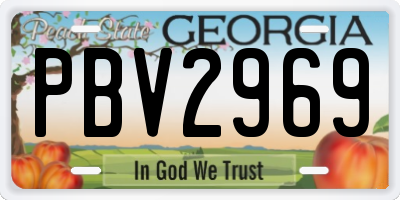 GA license plate PBV2969