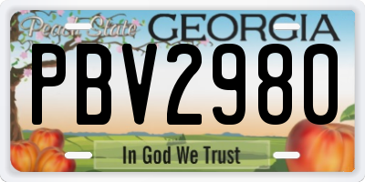 GA license plate PBV2980