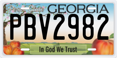 GA license plate PBV2982