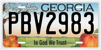 GA license plate PBV2983