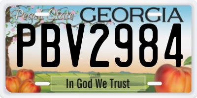 GA license plate PBV2984