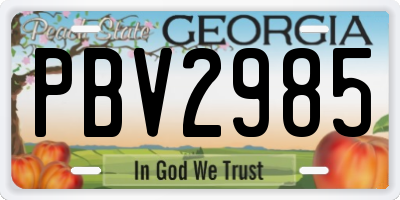GA license plate PBV2985