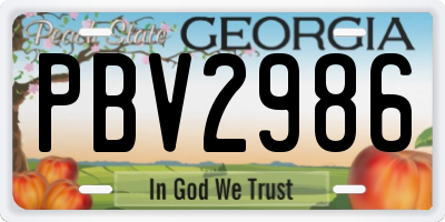 GA license plate PBV2986