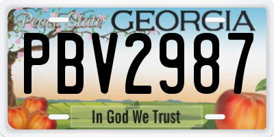 GA license plate PBV2987