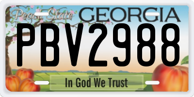 GA license plate PBV2988
