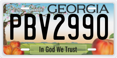 GA license plate PBV2990
