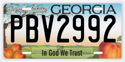 GA license plate PBV2992