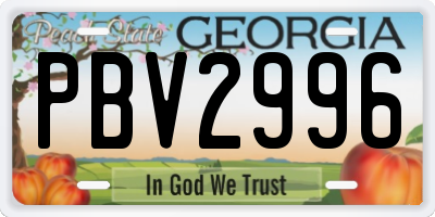 GA license plate PBV2996