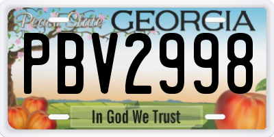 GA license plate PBV2998