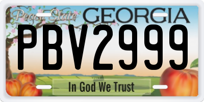 GA license plate PBV2999