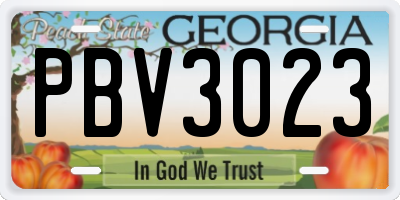 GA license plate PBV3023