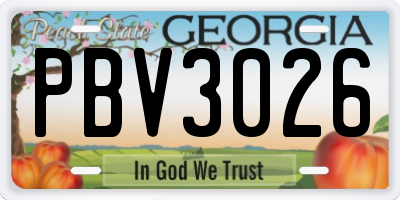 GA license plate PBV3026