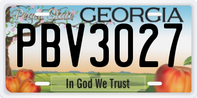 GA license plate PBV3027