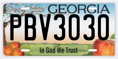 GA license plate PBV3030