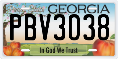 GA license plate PBV3038