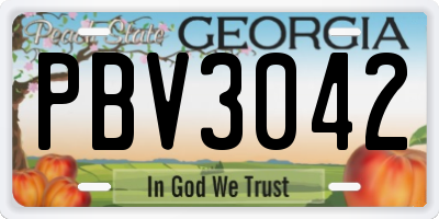 GA license plate PBV3042