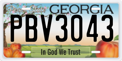 GA license plate PBV3043