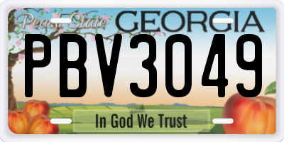 GA license plate PBV3049