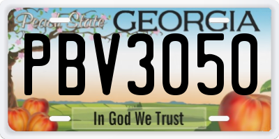 GA license plate PBV3050