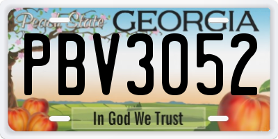 GA license plate PBV3052