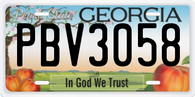 GA license plate PBV3058