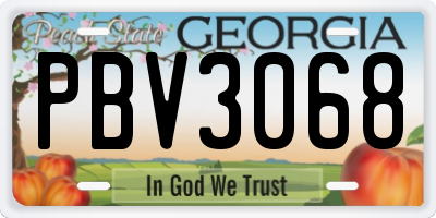GA license plate PBV3068