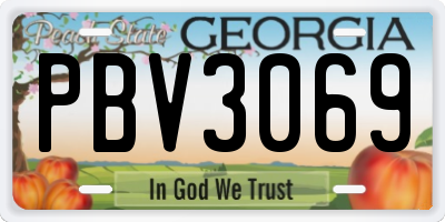 GA license plate PBV3069
