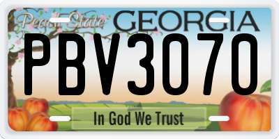 GA license plate PBV3070