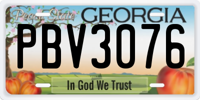 GA license plate PBV3076