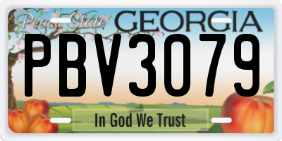 GA license plate PBV3079
