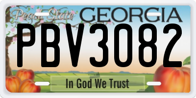 GA license plate PBV3082