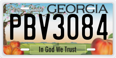 GA license plate PBV3084