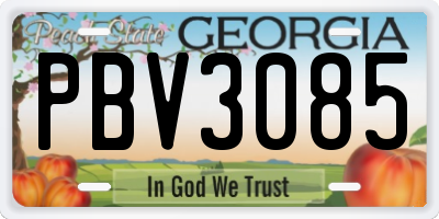 GA license plate PBV3085