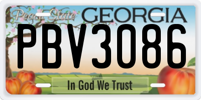 GA license plate PBV3086