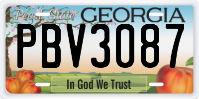 GA license plate PBV3087
