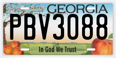 GA license plate PBV3088