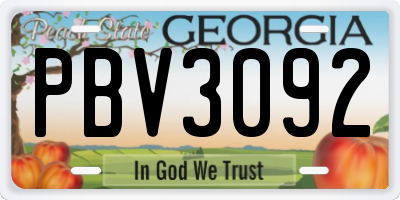 GA license plate PBV3092