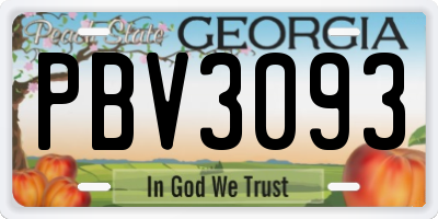 GA license plate PBV3093
