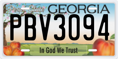 GA license plate PBV3094