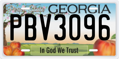 GA license plate PBV3096