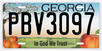 GA license plate PBV3097
