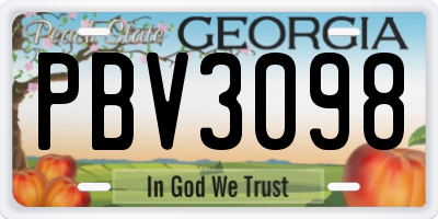 GA license plate PBV3098